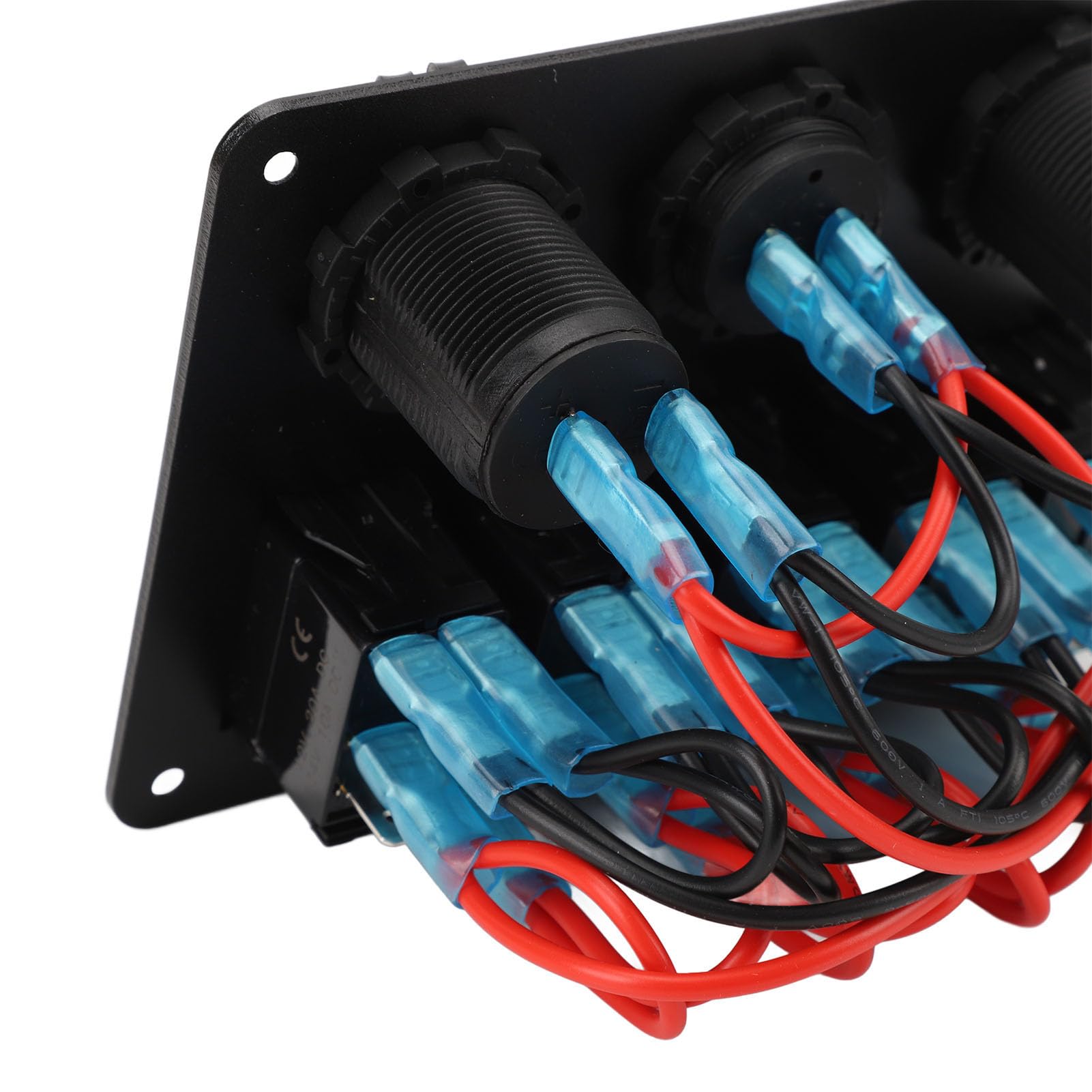 Pannello Interruttori a Bilanciere Marino a 5 Gruppi Pannello Interruttori Impermeabile in Lega di Alluminio 12V a 24V con Porte USB Voltmetro per Barche, e Veicoli (BLUE)