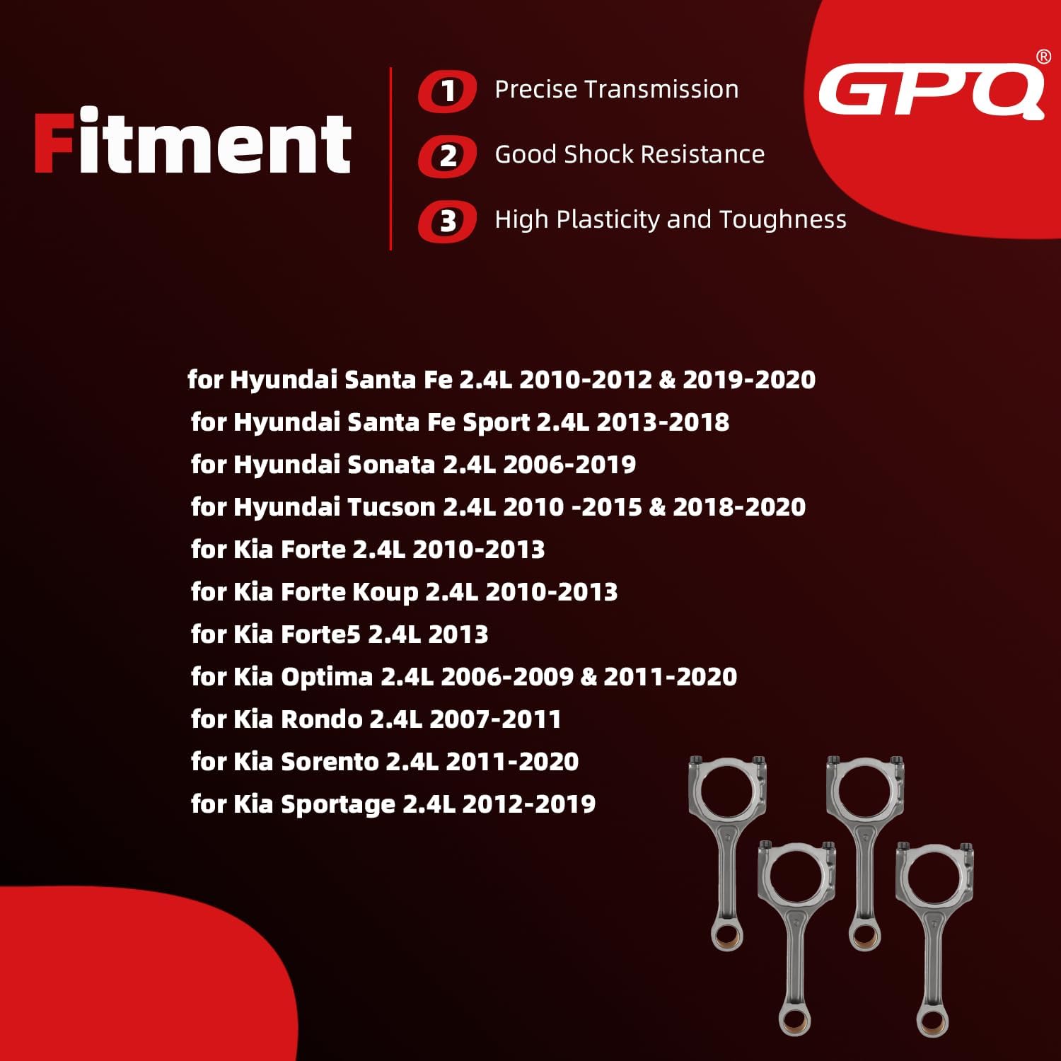 Engine Crankshaft Connecting Rod Main Rods Bearing Fit For Hyundai Sonata Kia Santa Fe Sport 2011-2016 Kia Optima Sorento Sportage G4KJ 2.4L 2012-2018 23111-2G200 23510-2G50 21020-2G020 23060-2G400