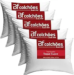 Kit 5 Travesseiro Antialérgico Lavável Macio Fibra 50x70cm Bf Colchoes