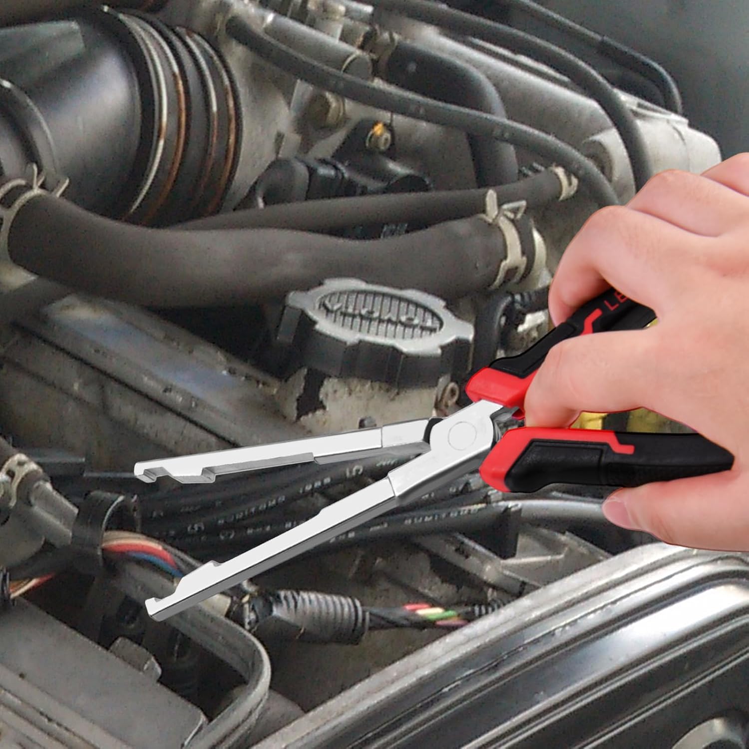 Straight Jaw Glow Plug Pliers Glow Plug Removal Tool Clamp Connectors Puller Plier Automotive Connector Remover Pliers for Diesel Engines Repair, Auto Repair Tools with TPR Handle