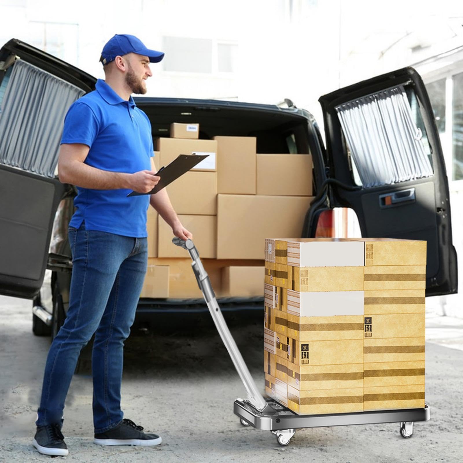 Carrello portabagagli pieghevole, carrello Carrello a mano compatto | Carrello portabagagli per carichi pesanti, carrello a 4 ruote per lo spostamento dei bagagli in aeroporto