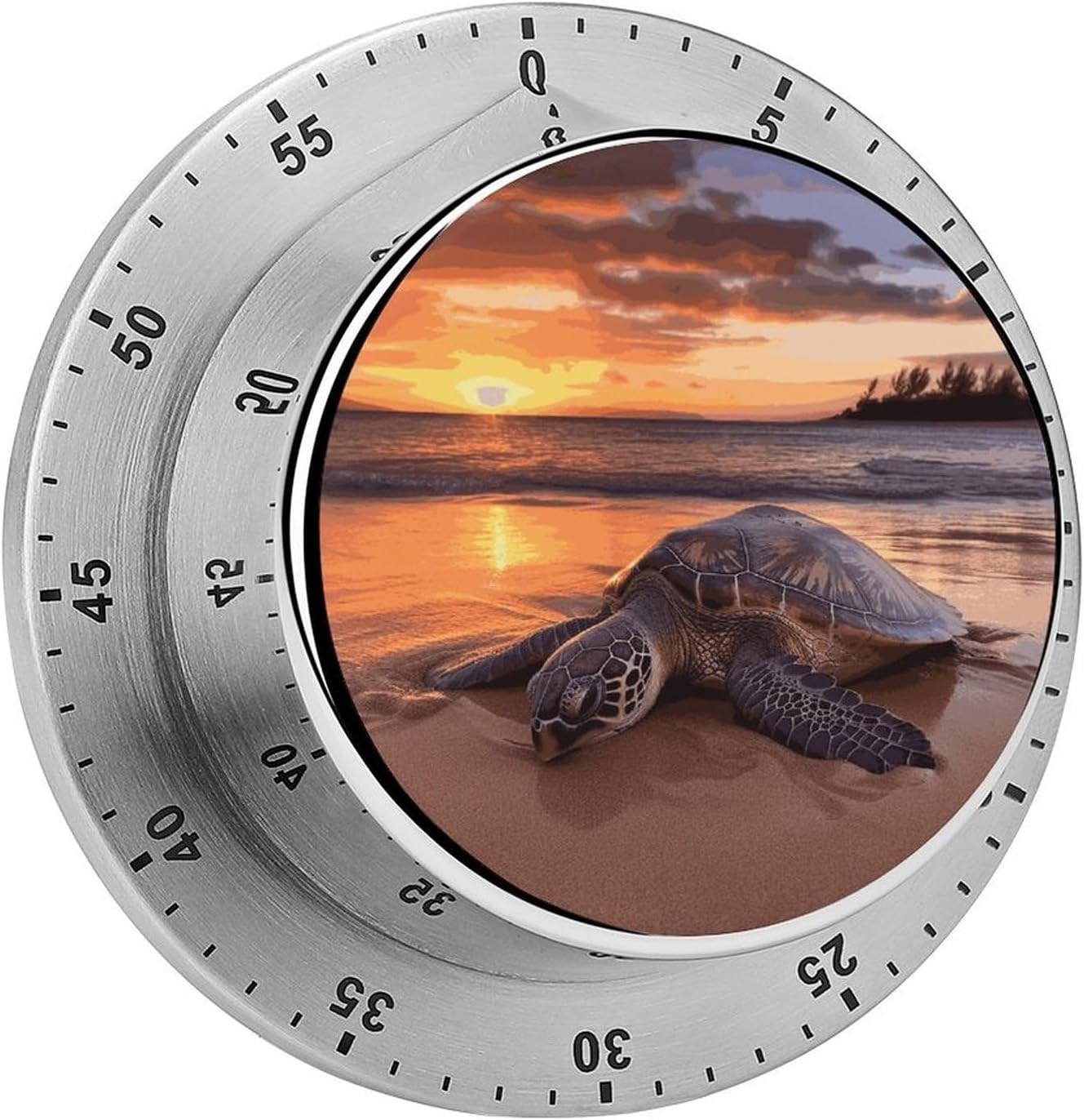 Sea Turtle Sunset Digital Timer for Kids Stainless Steel Mechanical Kitchen Timer Sleek Cooking Timer 60 Minute Cute Countdown Timer for Baking Cooking Home Kitchen Gift