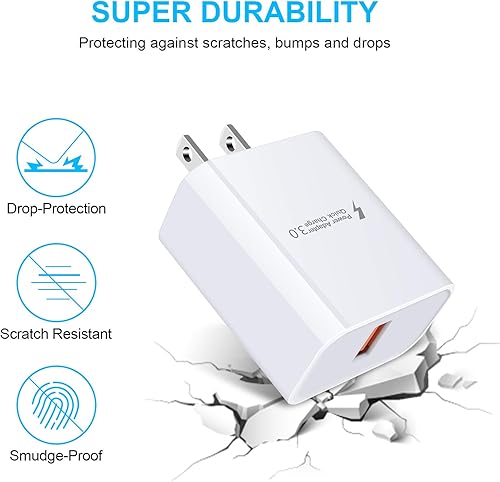 Miniatura 6 de Cargador de pared 3.0 de carga rápida, cargador de pared USB de 18 W, 3 A, adaptador QC 3.0, bloque de cargador rápido para Samsung Galaxy A16 5G