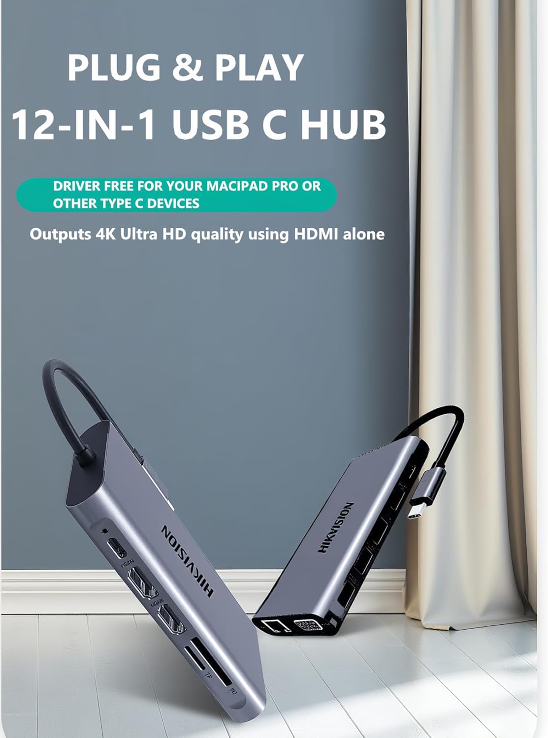 12-in-1 USB C Docking Station with Dual HDMI, 4K@60Hz, Gigabit Ethernet, 100W PD, USB 3.0/2.0, SD/TF Card Reader - for Laptops with Type C Port