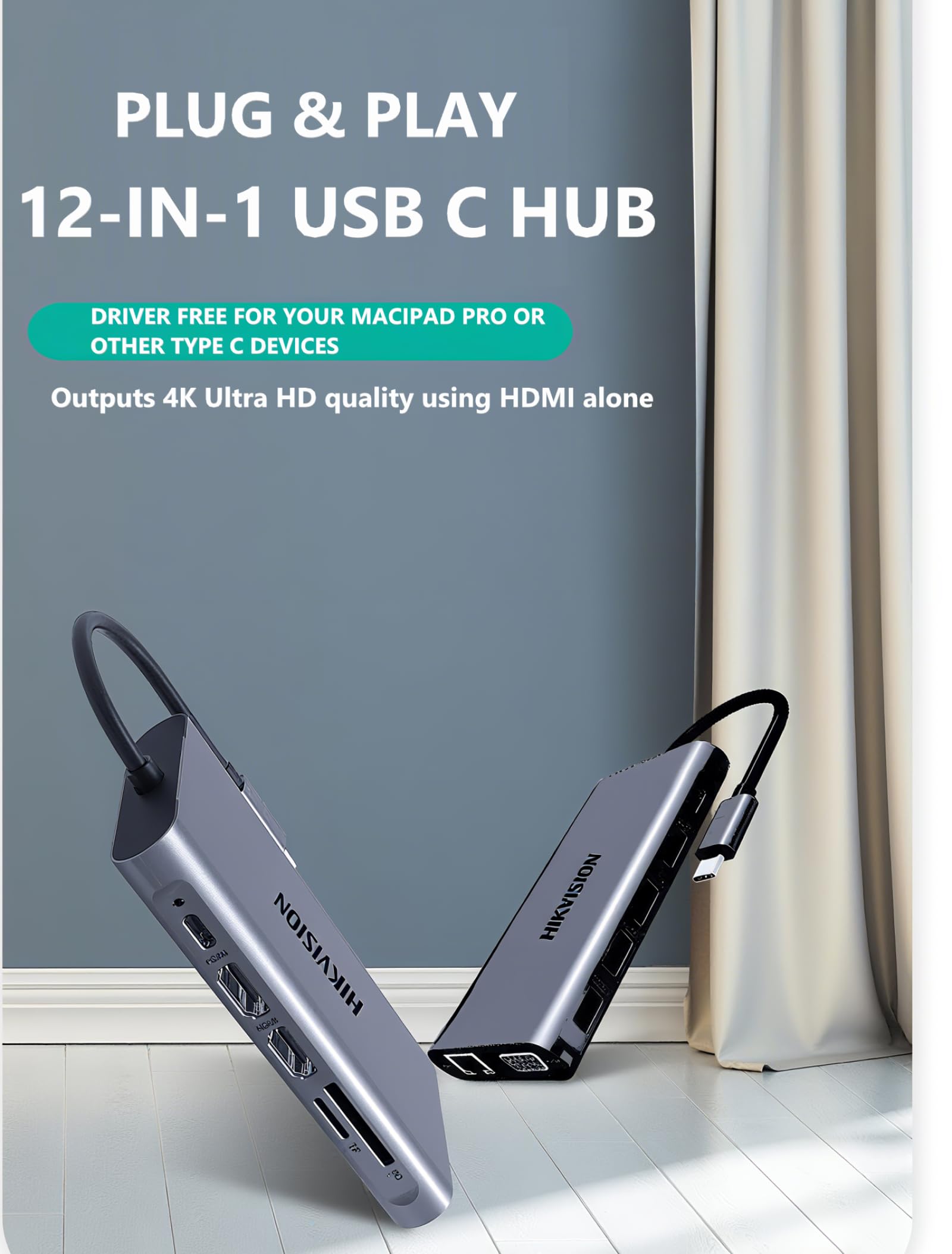 12-in-1 USB-C Docking Station mit Dual HDMI (4K@60Hz), Gigabit LAN, 100W PD, USB 3.0/2.0, SD/TF-Kartenleser - Universeller Laptop Dock für Laptops/PC