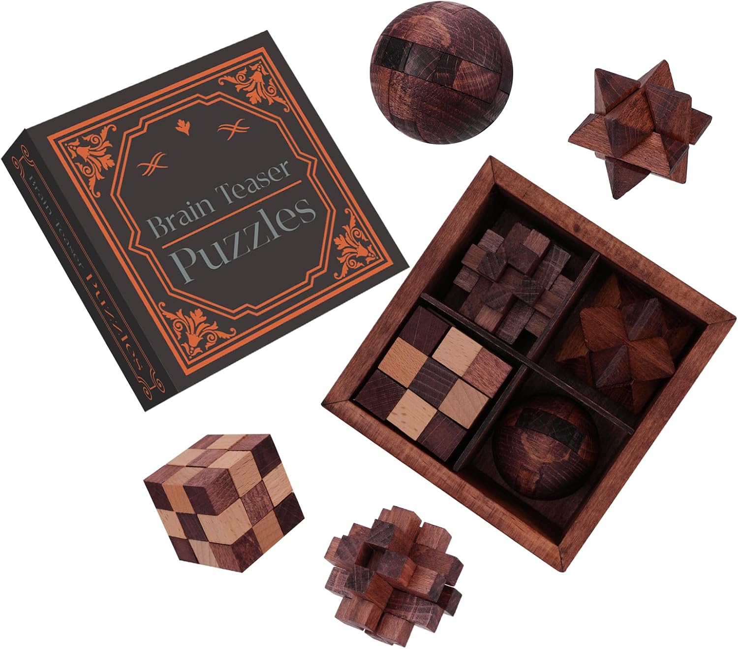 Mytothfy Wooden Brain Teaser Puzzles for Adults Teens, 3D Puzzle Game Toys
