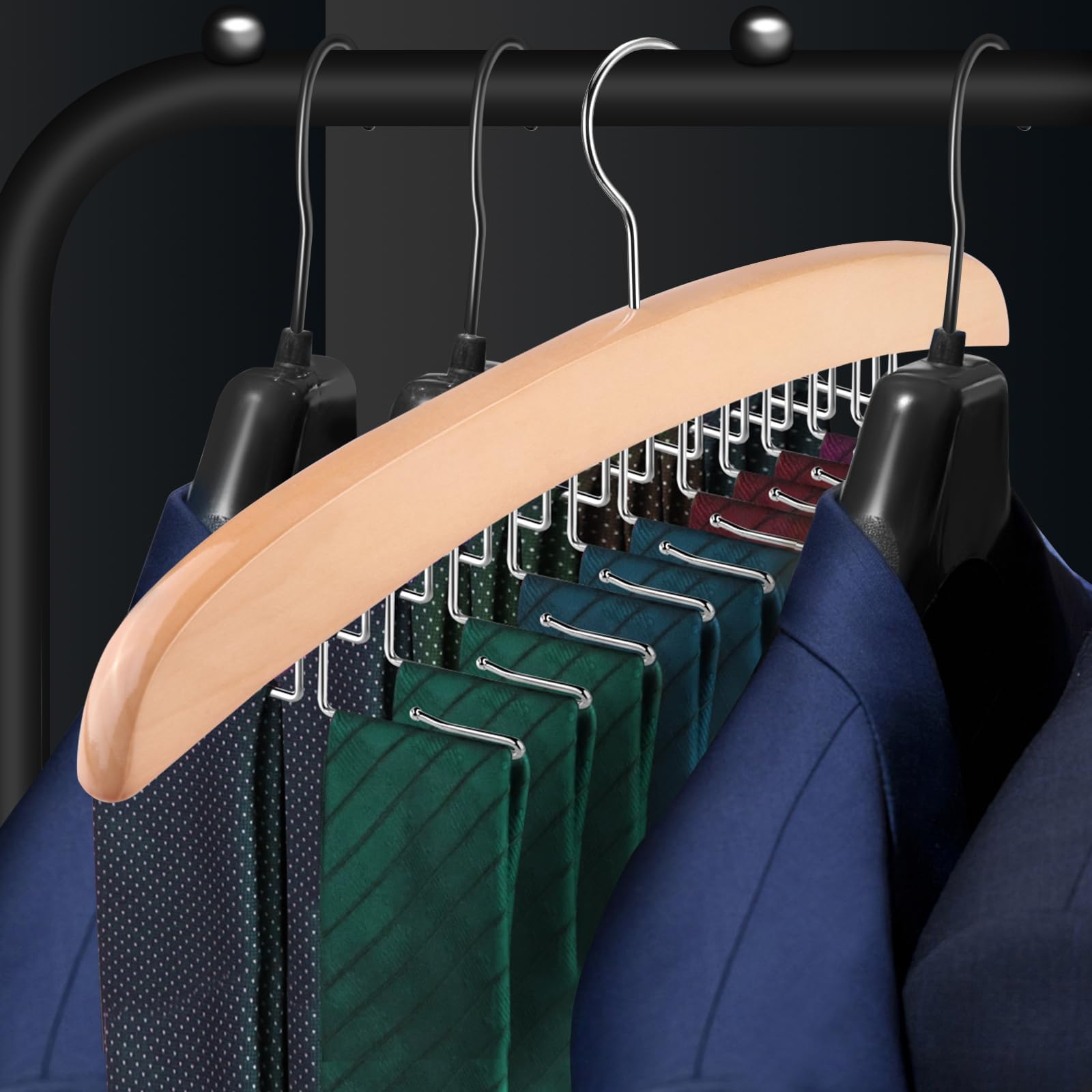 Porta-Cravatte, Gancio Per Cravatte In Legno, Ganci Singoli 24 Leganti In Legno Naturale, Organizer Per Appendere Cravatte, La Scelta Migliore Per Il Tuo Armadio Organizer