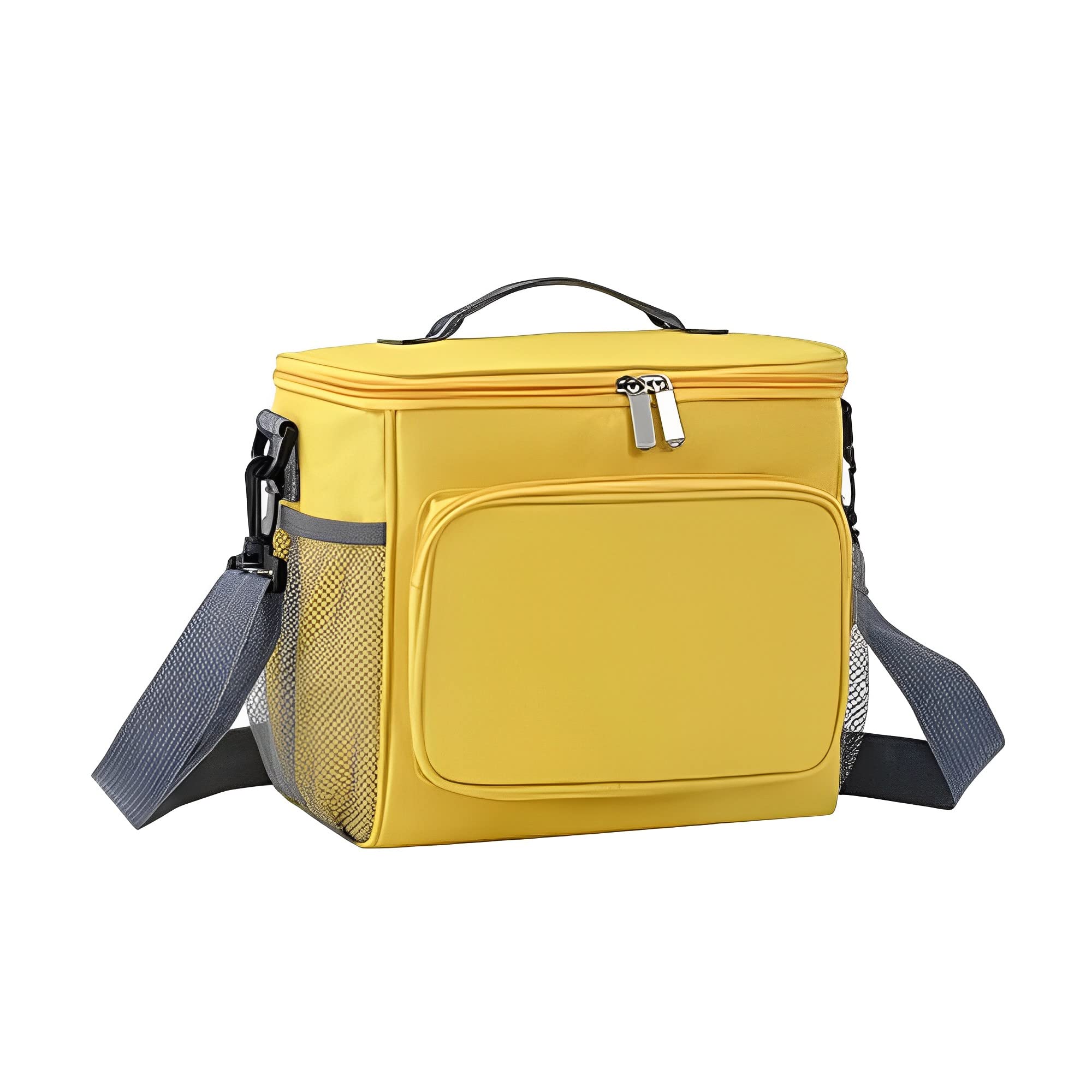 Morbuy Foldable Cool Bag Reusable Cooler Bag Outdoor Picnic Bag Insulated Cold Hot, Cooler Lunch Bag 10L, Cool Bags for Lunch, Picnic,Work, School (One size,Yellow)