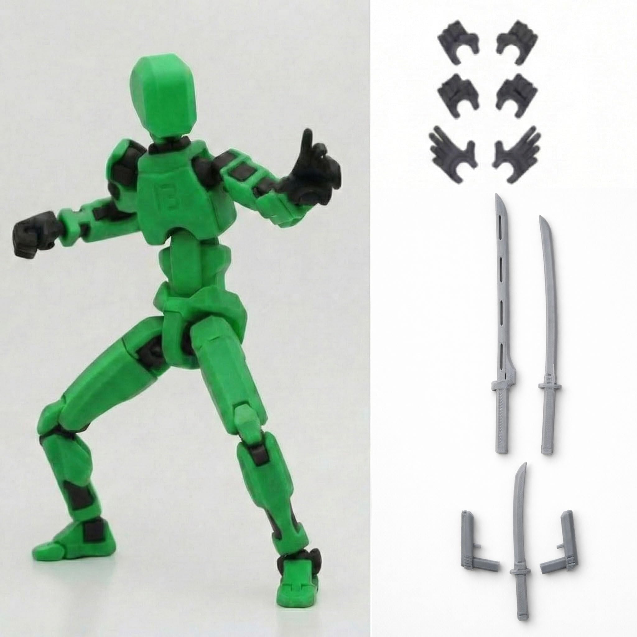 Dummy 13 Robot Action Figure | Fully Movable Joints | 5.4” Collectible Model | DIY Assembly Kit | 3D Printed Robot Assembly Kit | Customizable Toy | Dynamic Poses | Made in India (1, Green, 14 cm)