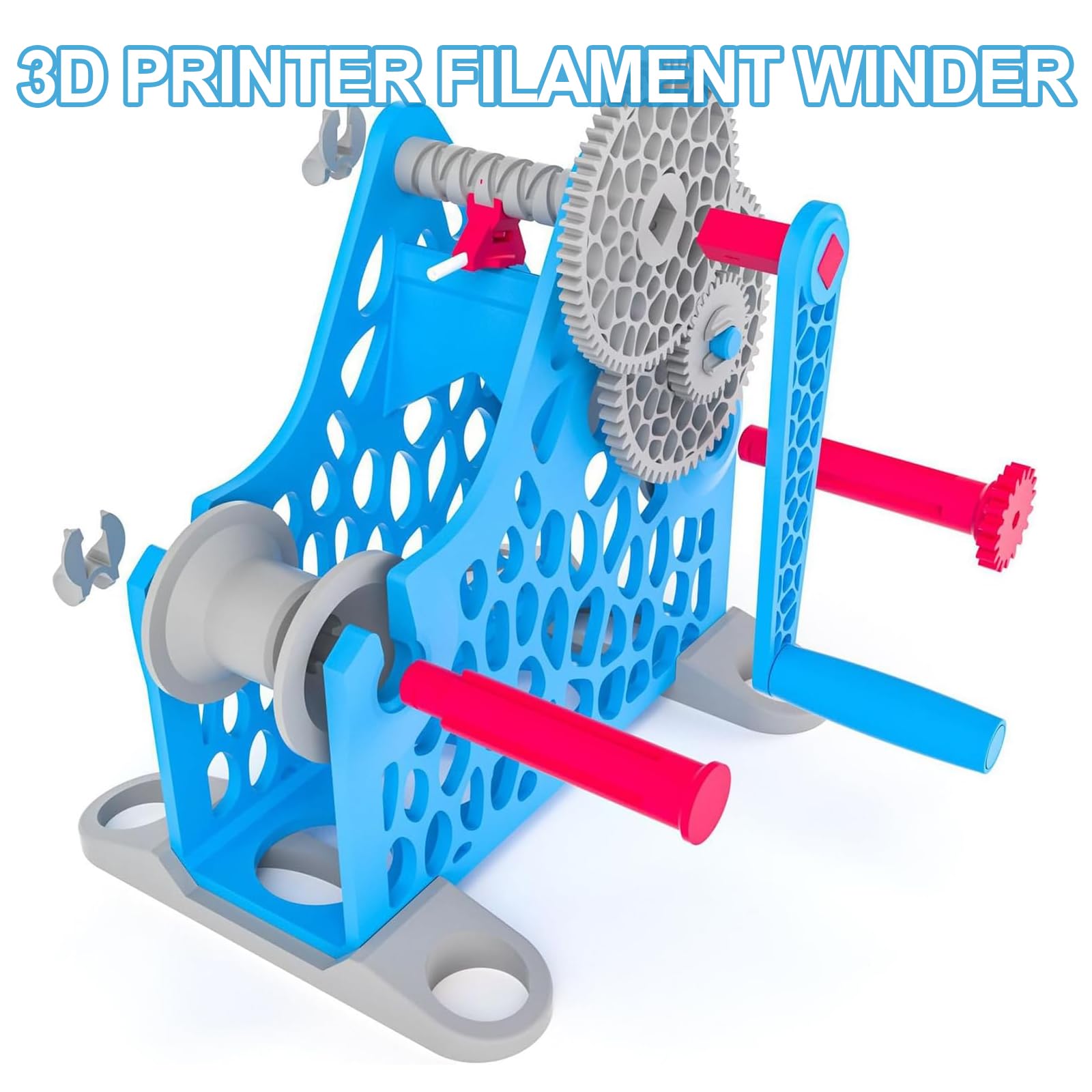 Nawijacz filamentu do drukarki 3D, elektryczne materiały eksploatacyjne z korbą ręczną, zdejmowana konstrukcja modułowa, bez plątania, płynny obrót, do drukowania 3D i sztuki tekstylnej