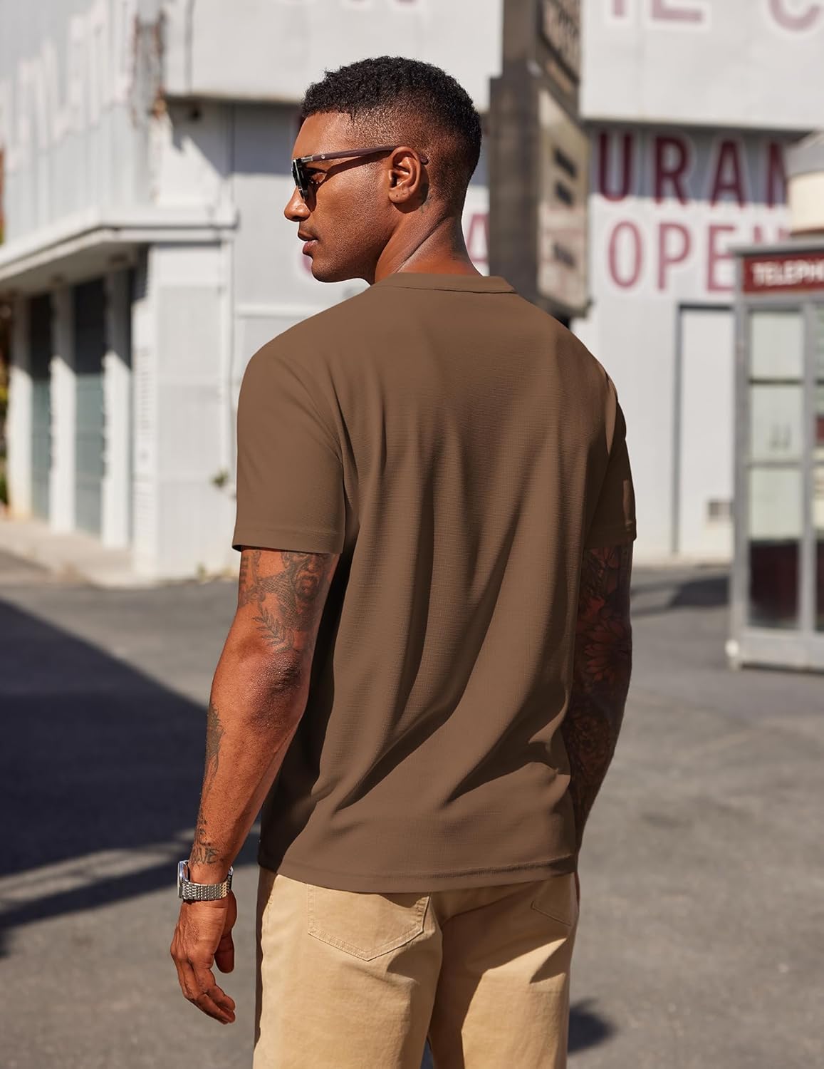 COOFANDY Men's Henley Shirts Short Sleeve Texture Casual Button Henley Summer Classic Basic Tee Shirts - Image 4