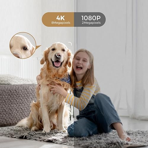 Miniatura 2 de ARPHA Cámara de seguridad para interiores 4K, cámara WiFi para mascotas para seguridad en el hogar con detección humana PIR, detección de sonido,