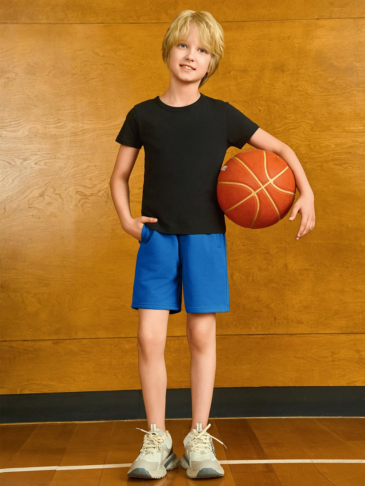 Haloumoning Pantalones cortos de verano para niño, elásticos, bermudas, elásticos, con bolsillos