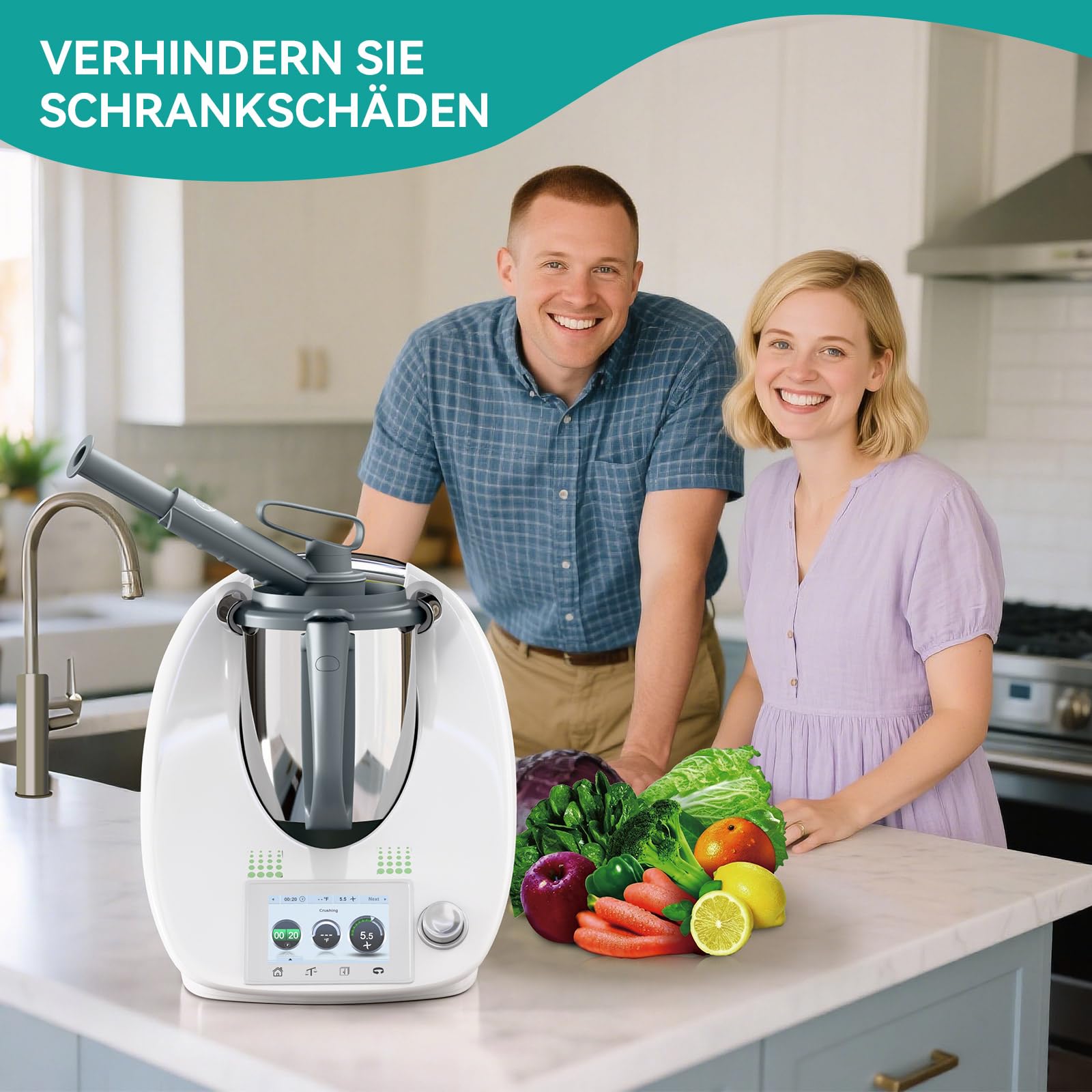 KULACO Stoomverdeler voor Thermomix TM5 TM6 TM31, stoomomleiding Thermomix accessoires, BPA-vrij, stoomafscheider, keukenhangkasten, bescherming, stoompomleiding, accessoires met borstel