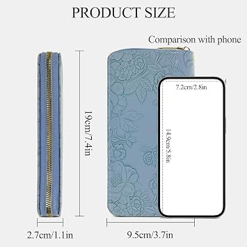 Purses for Women, Large Capacity Long Women Wallet with Multi Card Slots and Phone Pocket PU Leather Wallet Ladies Fashion Clutch Purse Card Holder with Wrist Strap (Blue)