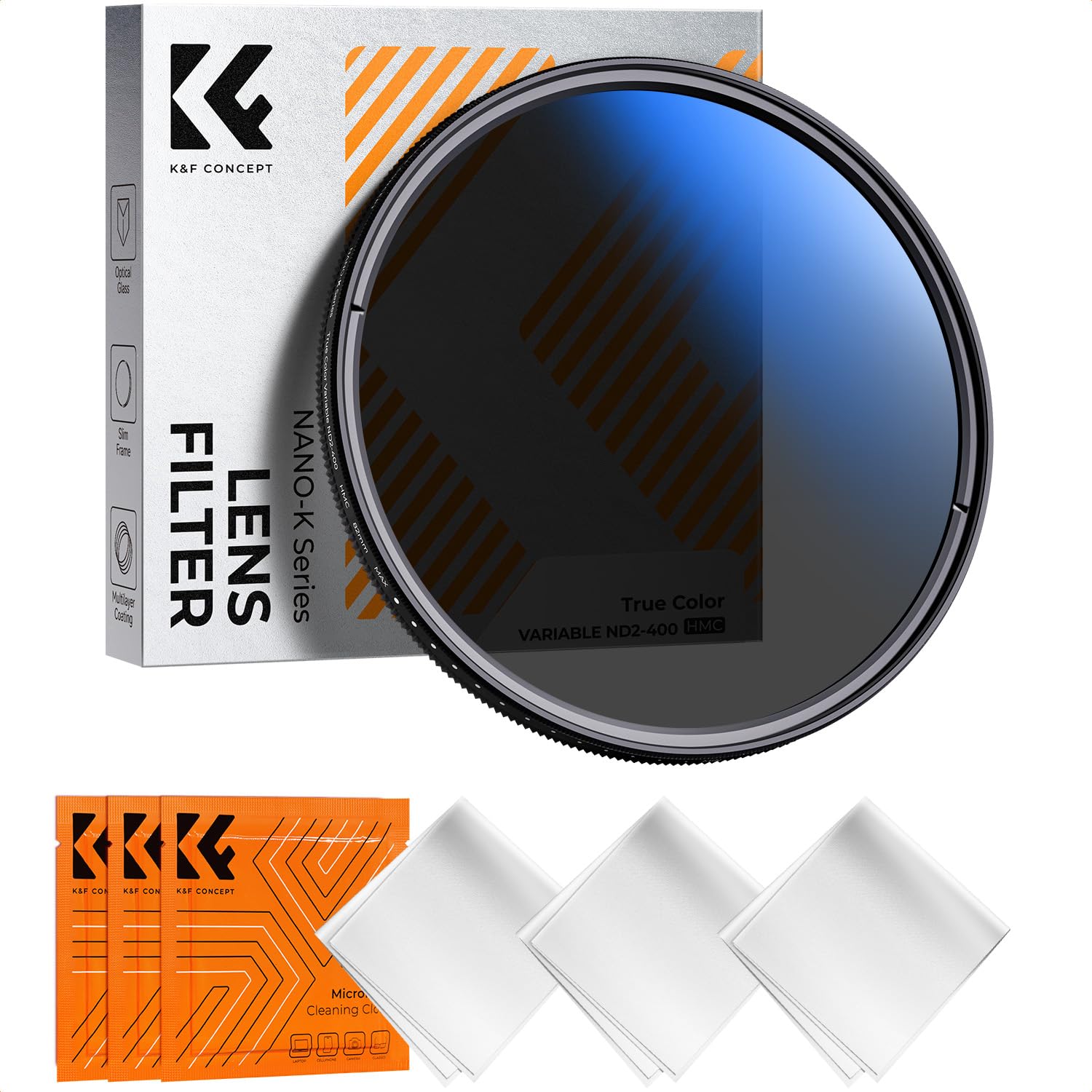K&F CONCEPT True Color ND2-ND400 Filter 37mm Variabler Graufilter 1-9 Blendenstufen(Nano Klear)