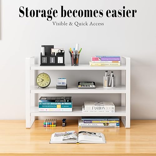 Miniatura 5 de Upgraded Small Desk Shelf Organizer with Tiers, Cute Desktop Organizer Shelf Storage, Kawai Desktop Bookshelf Hutch for Dorm, Home, School, Office