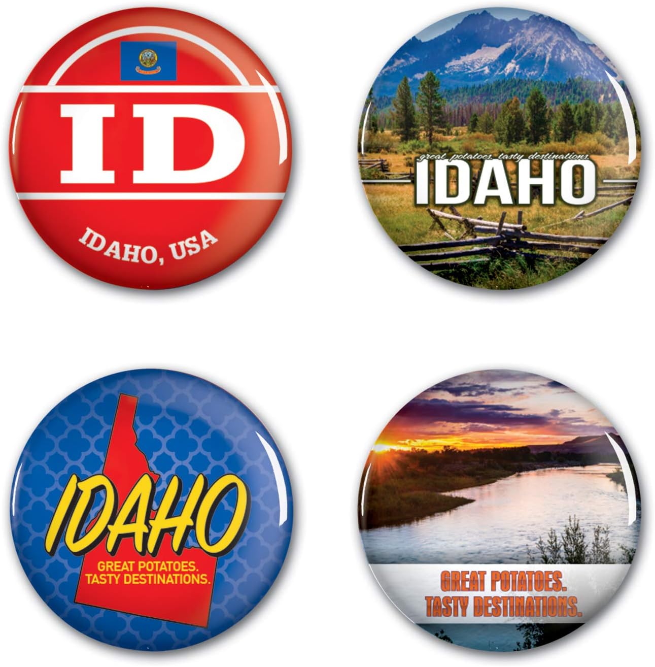 WinCraft Destination Idaho State/Idaho Button 4 Pack 1 1/4" RoundState/Idaho Button 4 Pack 1 1/4" Round, Multi, NA