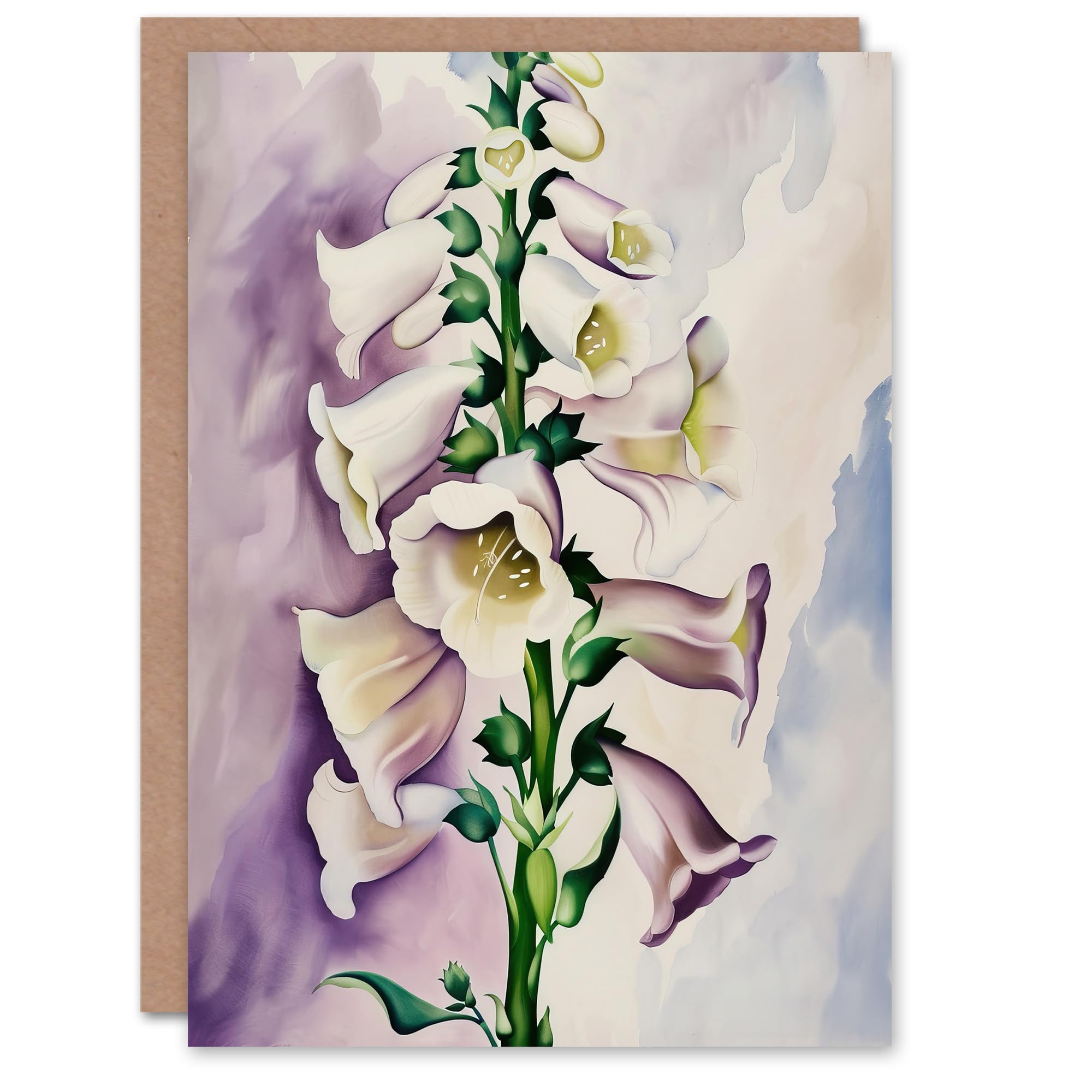Artery8 Foxglove Digitalis Flower Botanical Watercolour Greeting Birthday Card Him Her All Blank