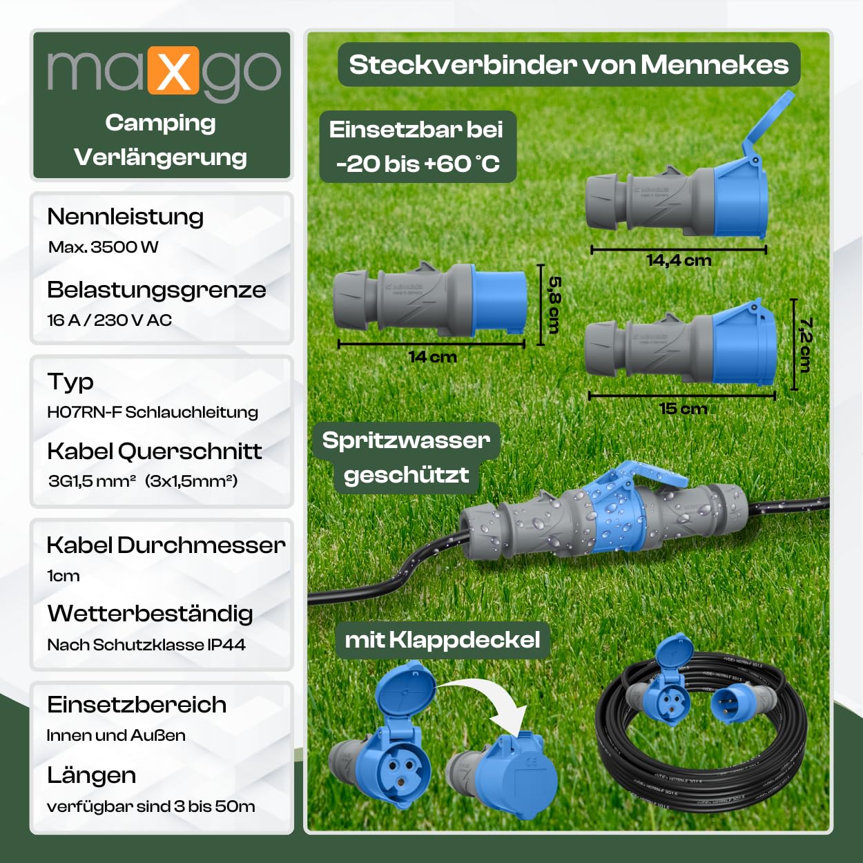 Fimi Mini Cable De Camping CEE 25 Metros H07RN-F 3x1.5mm² - Para