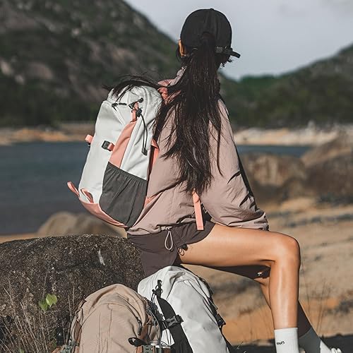 Miniatura 5 de Mochila pequeña de senderismo rosa impermeable de 20L con correa para el pecho para mujer, mochila de viaje ligera con correas acolchadas para avión