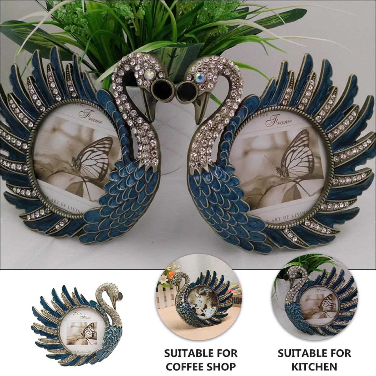 Vintage Schwanen Fotorahmen aus Metall als Dekoratives Wohnaccessoire