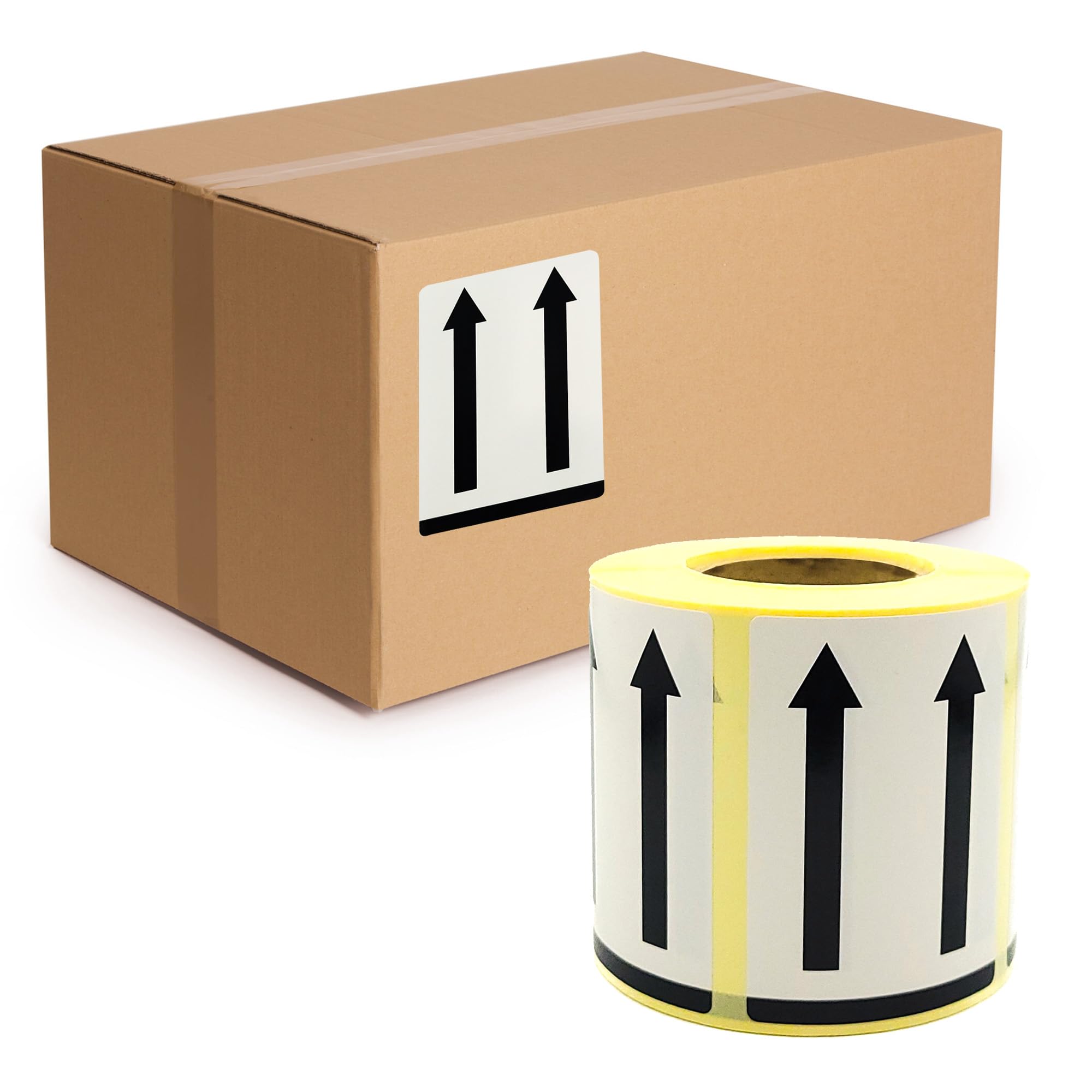 Lot de 2000 étiquettes d'avertissement en rouleau - 50 x 70 mm - Double flèches - Côté vers le haut - Symbole de flèches - Utilisable pour l'expédition