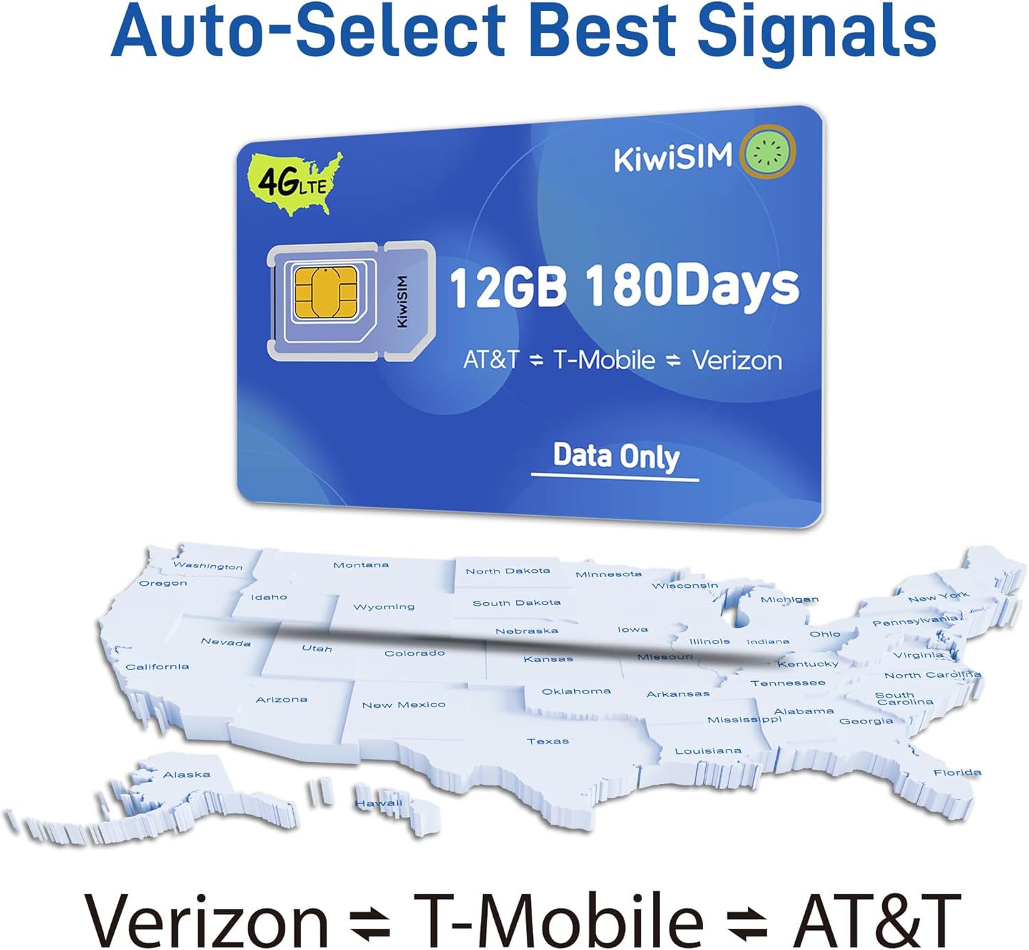 USA Data SIM Card 12GB 180 Days, 4G LTE SIM Card Support for AT&T, T-Mobile and Verizon, Nano Card for Unlocked Cellular Security Cameras/Router/Hotspot WiFi/Trail Camera (Activate Needed)
