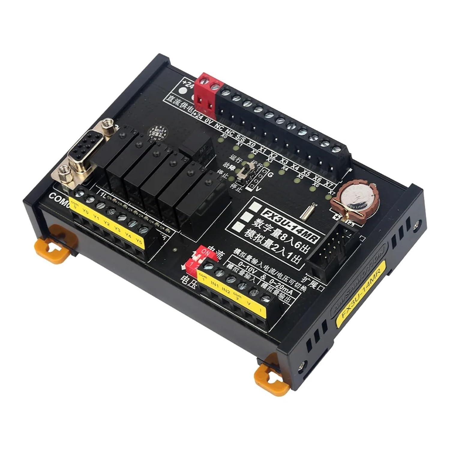 FX3U-14MR Board Relay Digital 8I 6O Analog 2I 1O RS232 Replace Programmable Logic Controller
