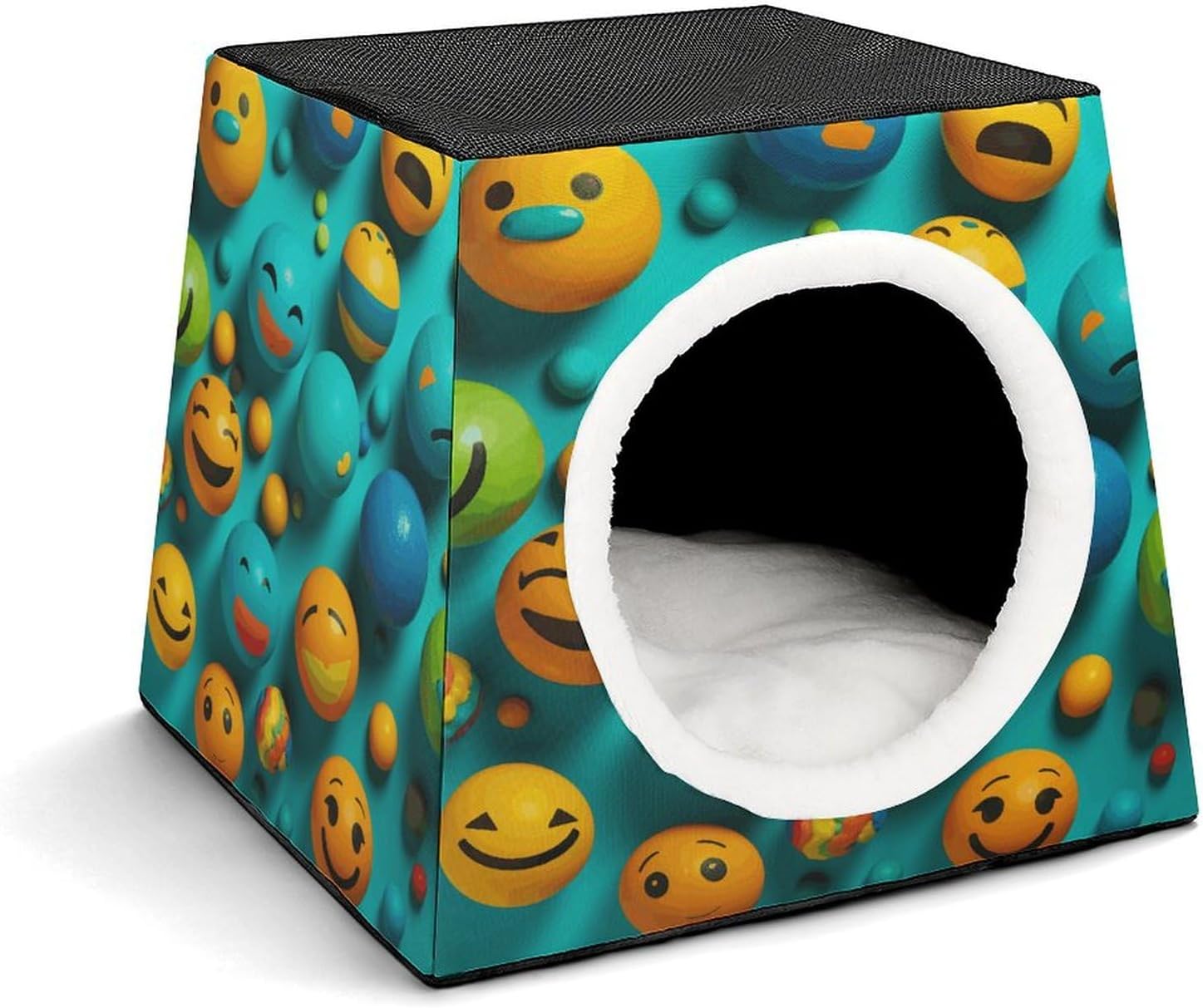 Pet Sleeping Nest Bed, Smiley Face Printed Dog House Cat Nest, Winter Pet House are Suitable for Most Cats, Dogs, and Other Small Pets