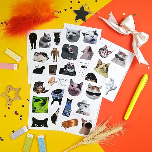 Miniatura 7 de BulbaCraft 100 calcomanías de meme de gato, divertidas calcomanías de gato, meme de gato llorando, meme de gato triste, gato meme, regalos de memes