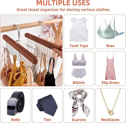 Miniatura 3 de Percheros antideslizantes con múltiples ganchos, perchas de ahorro de espacio de 360 grados con 8 ganchos, perchas de almacenamiento antideslizantes