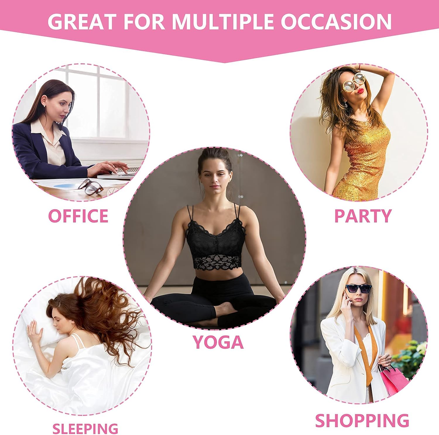 ONESING 8 Pcs Lace Bralettes for Women Padded Bralettes Lace Bra Bralettes Lace Lingerie for Women Girls with Removable Pads - Image 6