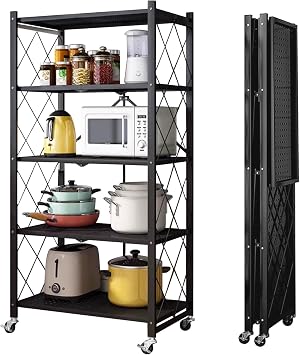 Folding Rack, 5 Tiers, Width 28.0 x Depth 13.4 x Height 61.0 inches