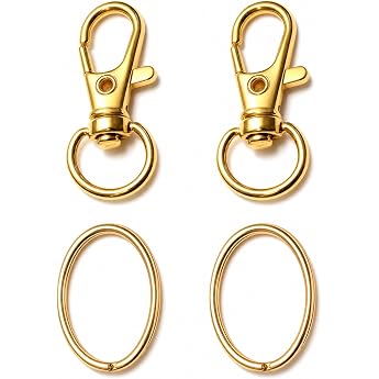 Key Ring Small 80 Pieces Carabiner Key Ring Craft DIY Rings Carabiner Hook with Swivel Joint Golden Metal