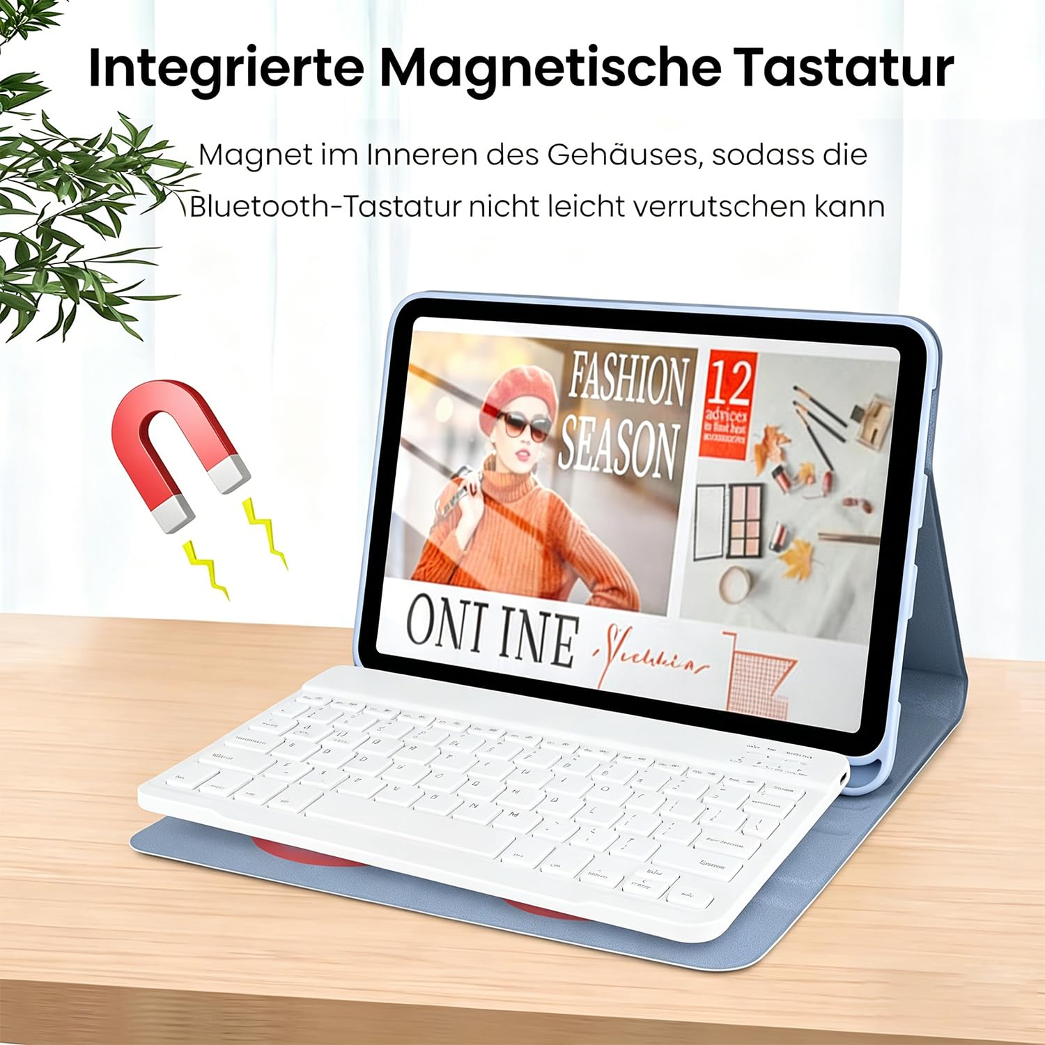 Custodia con tastiera per Lenovo Idea Tab 11" 2025 TB-336FU/TB-336ZU, custodia tastiera per Lenovo Idea 11 Tablet (QWERTZ), custodia protettiva con supporto per matite, tastiera Bluetooth rimovibile