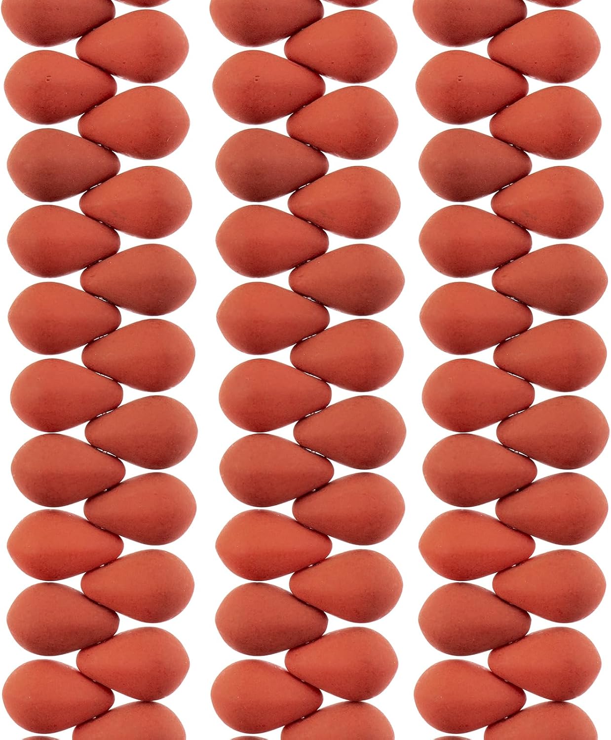 John Bead Czech Glass Beads Drop Strand 6x9mm White Alabaster Velvet Terracotta, 114pcs