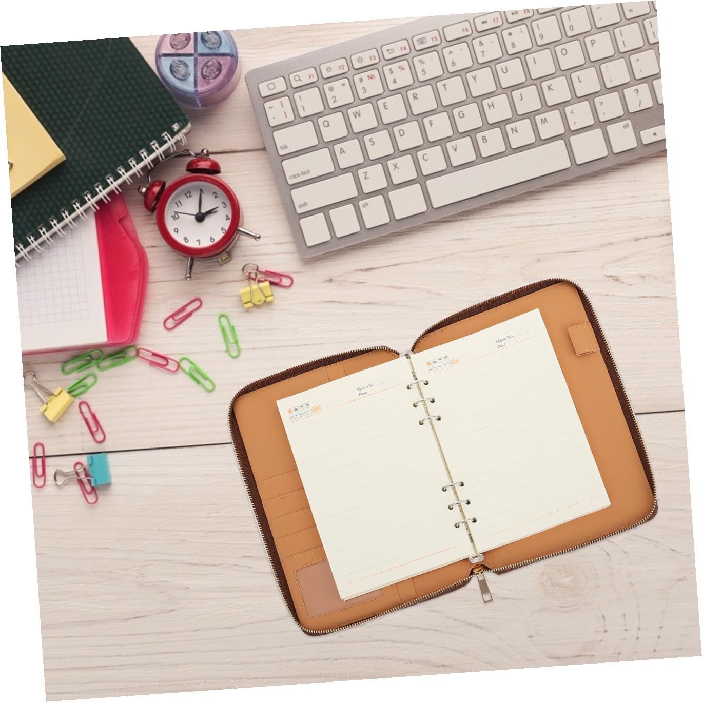 Cabilock Cuaderno de Negocios A5 con Funda de Cuero y Cremallera, Bloc de Notas Empresarial Multiusos para Oficina, Estudio y Hogar, Cuaderno de Planes Compacto y Funcional