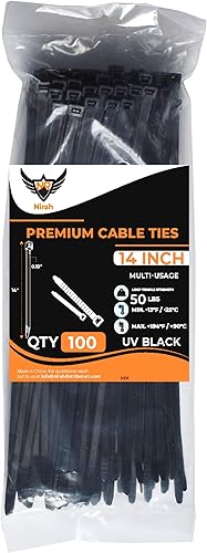Bridas de 14 pulgadas (paquete de 100), bridas negras resistentes de 50 libras. Bridas de cable negras duraderas, resistentes a los rayos UV, disponible en Yaxa Venezuela