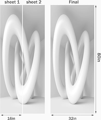 Miniatura 2 de FLFK Adhesivo mural para puerta, blanco moderno, despegar y pegar, tamaño combinado 32 x 80 pulgadas, dividido en 2 piezas