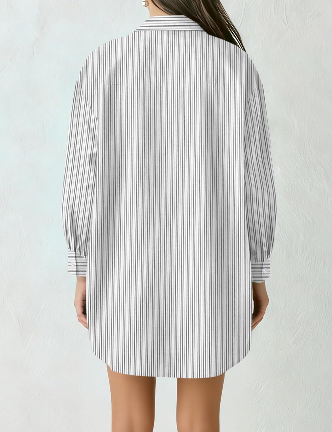 AKEWEI Button Down Shirts for Women Long Sleeve Collared Work Blouse Fashion Oversized Office Shirts with Pocket - Image 3