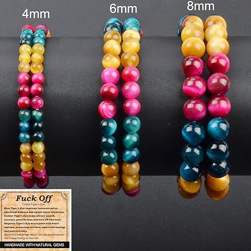 Vista 350 de MASSIVE BEADS Pulsera elástica de yoga hecha a mano con piedra natural, cristal curativo, energía, regalos para adultos unisex de 0.157 in, 0.236