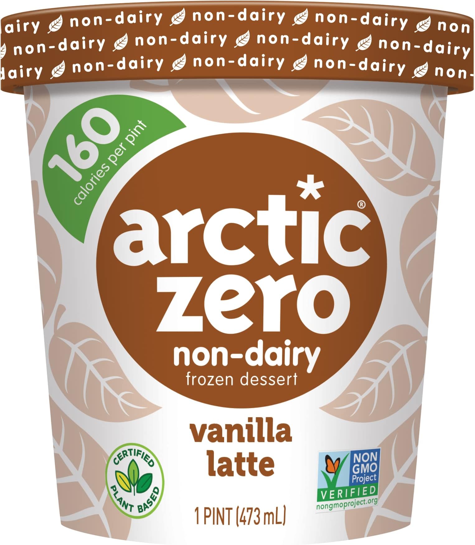 Arctic Zero Non-Dairy Plant Based Frozen Dessert Pints, Pack of 6 (Vanilla Latte)