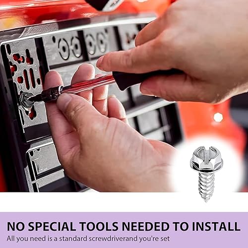 Miniatura 6 de Slykew 4 tornillos de fijación de acero inoxidable para marco de matrícula de automóvil, sujetadores de tornillos de matrícula estadounidenses a