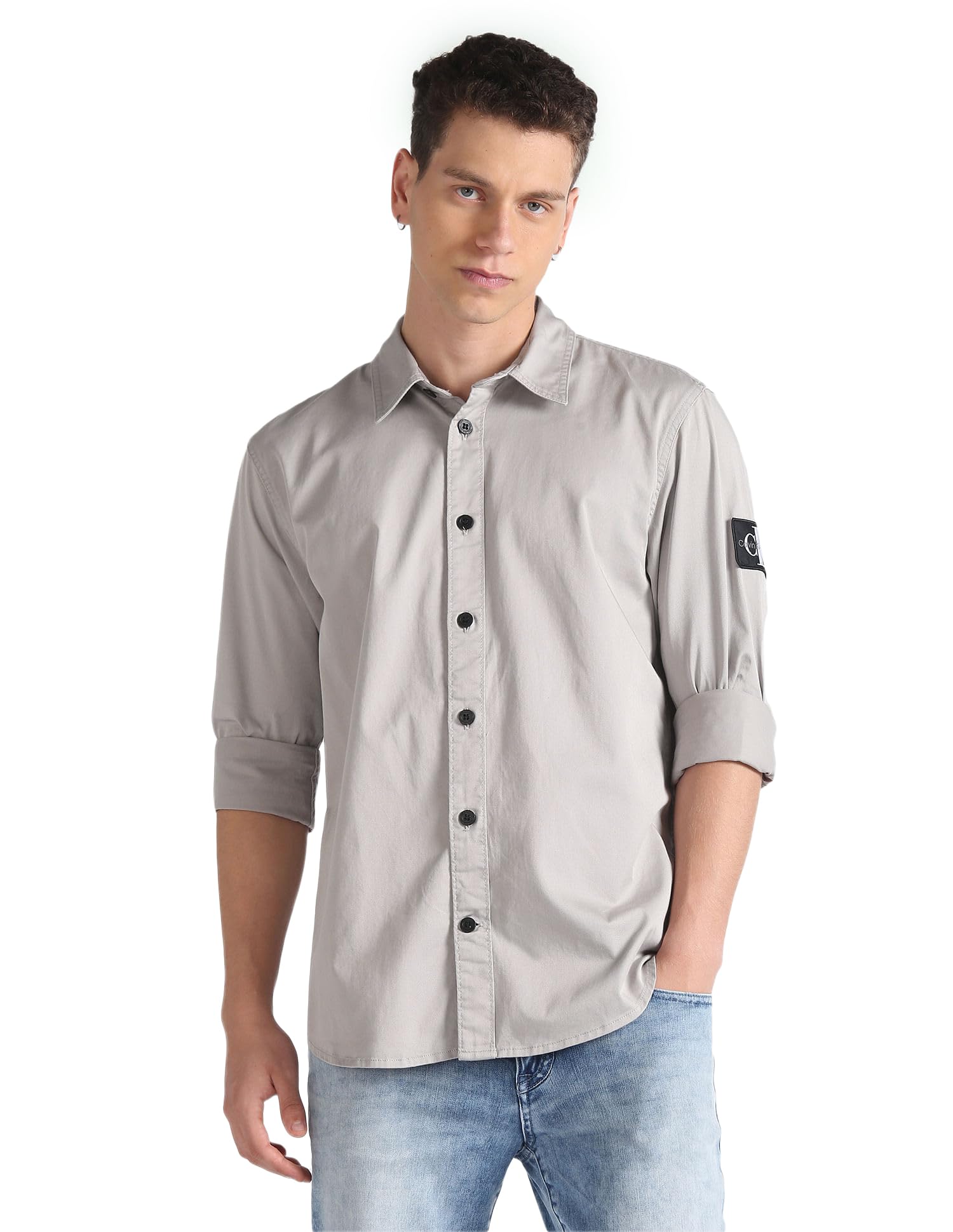 Calvin Klein Jeans Freizeithemden für Herren, Grau (Porpoise), L