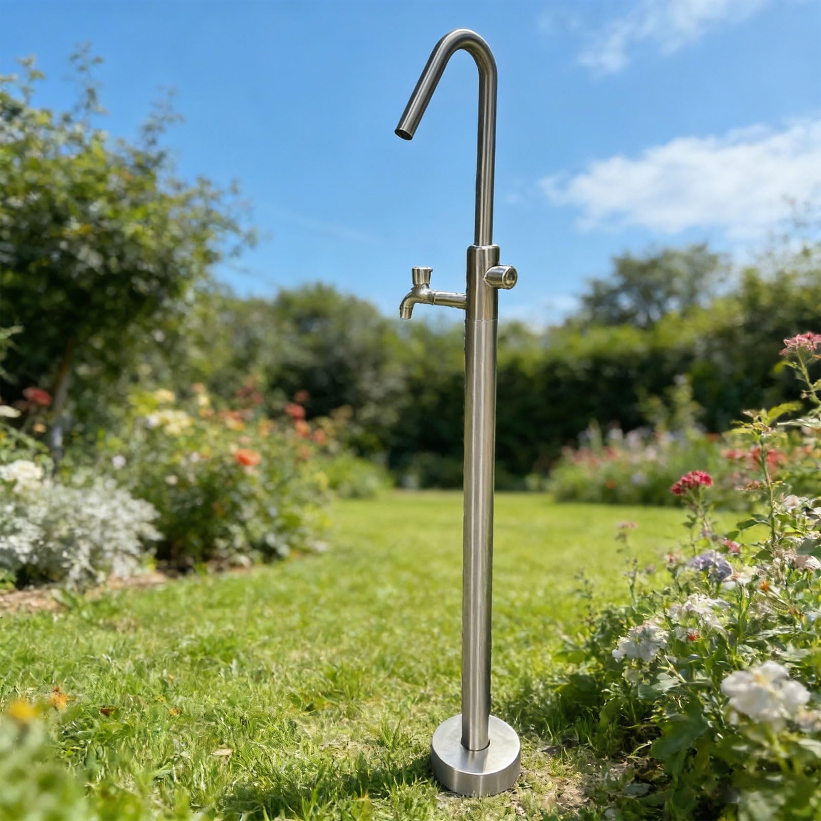 Vertical Garden Water Tap, Double Faucet for Outdoor Irrigation and Washing
