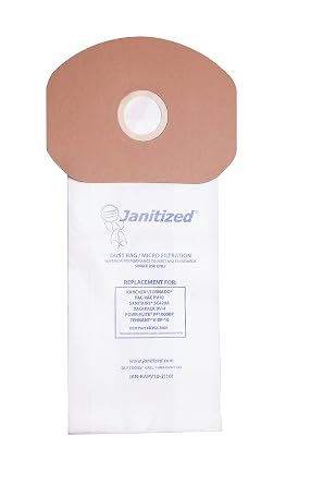 Janitized JAN-KAPV10-210 Premium Replacement Commercial Vacuum Paper Bag, Karcher/Tornado PV10, Power-Flite PF1000BP, Sanitaire SC420A, Tennant V-BP-10, OEM#B352-7800, 69370, 87537 Pack of 10