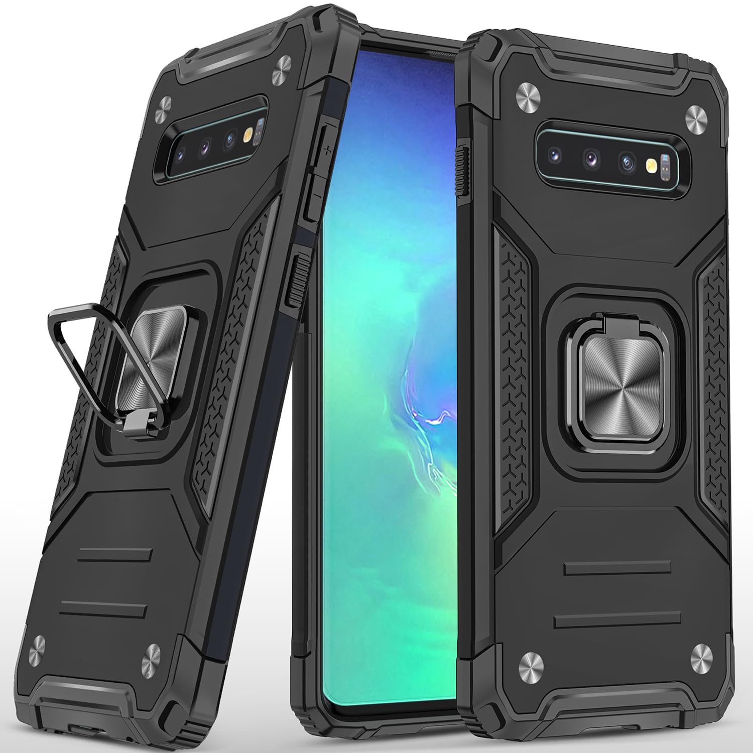 Dionsibei Galaxy S10 Plus Case Military Grade Built-in Kickstand Case with Stand Holster Armor Shockproof Cover Protective for Samsung Galaxy S10+