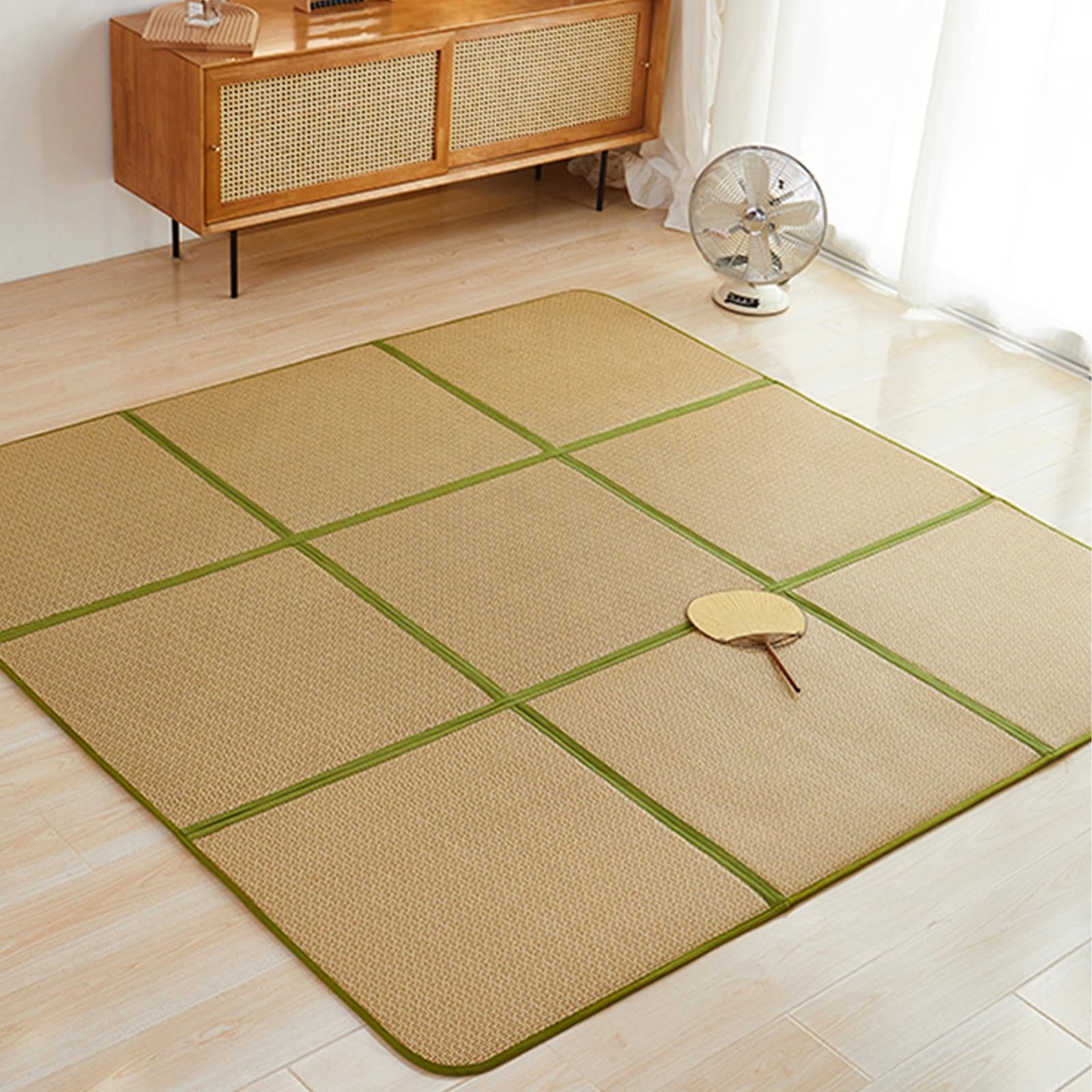 Esterilla tatami antideslizante de ratán amarillo para dormir cómodamente