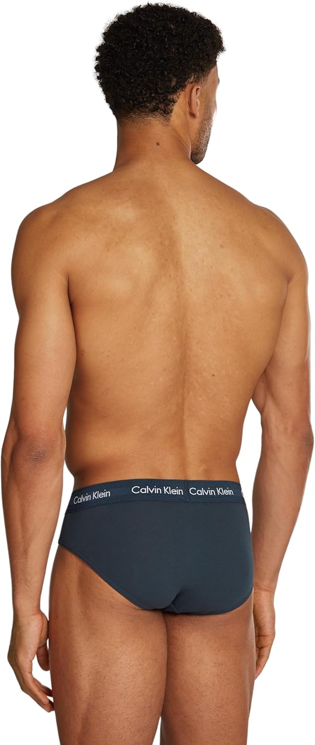 Calvin Klein Uomo Slip Hipster Confezione da 3 Cotone Elasticizzato M Multicolore (Blk, Diamond Logo_gr Heath, N Stone) - Immagine 2